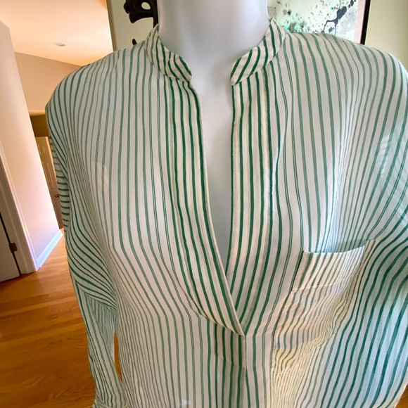 VINCE COTTON SILK SHEER BLOUSE - Picture 14 of 14